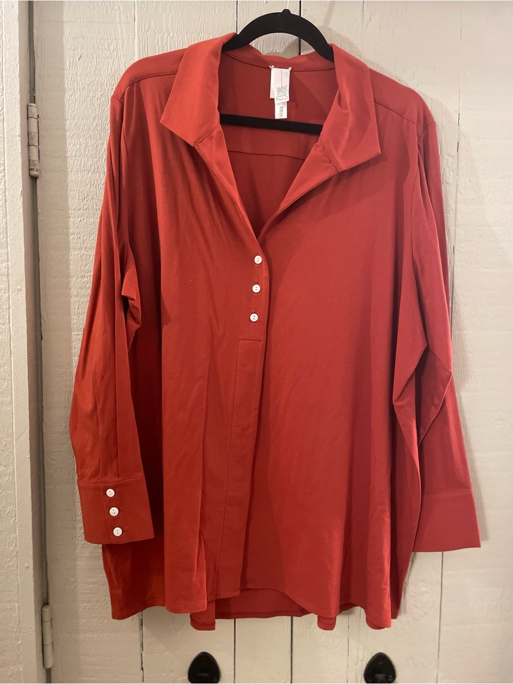 Women's Rust Spice Button-Front Collared Shirt by Marla Wynne